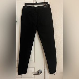 Express Mid Rise Black Raw Hem Skinny Jeans